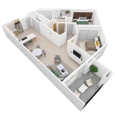 Floor plan for 2 beds, 2 baths, 1223 sqft
